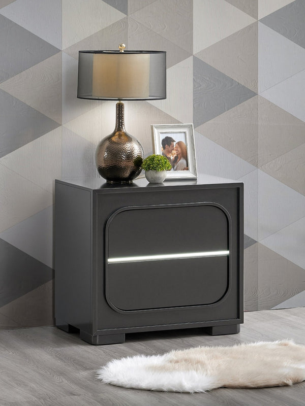 English Elm Milan Contemporary Wood Nightstand with Built in Led Lighting and Wave Sensor Control Wenge B078P497943