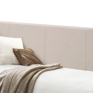 English Elm Fog Twin Upholstered Daybed with Trundle, Upholstered Panel Back & Track Sides, No Box Spring Needed B062S00477