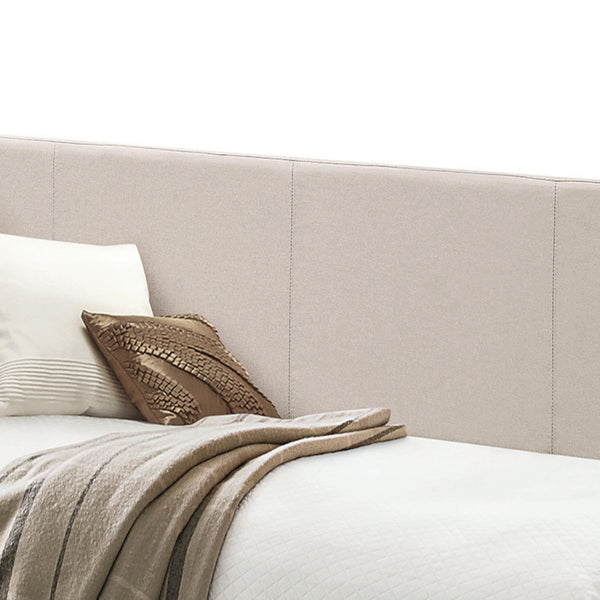 English Elm Fog Twin Upholstered Daybed with Trundle, Upholstered Panel Back & Track Sides, No Box Spring Needed B062S00477