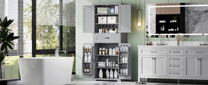 English Elm Christopher Knight Home® - Bathroom Storage Cabinet with Doors Drawer and Adjustable Shelves — MDF Build, Anti-Tip Safety, Modern Appeal Grey N759P241667E