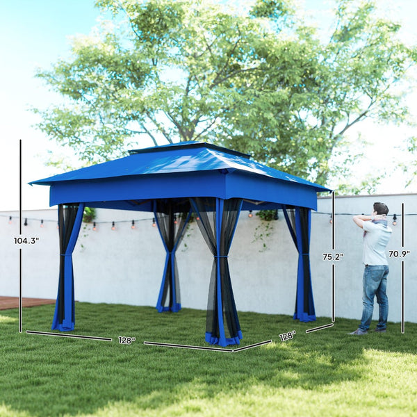 English Elm Sturdy Pop up Canopy Gazebo with Vented Roof Mesh Netting and Steel Frame T3971P426142