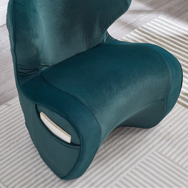 English Elm Ergonomic Floor Chair Velvet Upholstered Lumbar Support Seat for Reading Nook or Lounge Dark Green W1097P462005