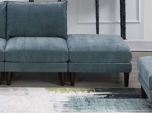 English Elm Gorgeous 6pc Modular Sectional Set — Versatile 4 Armless Chairs & 2 Ottomans, Plush Morgan Fabric Mineral B011S01580
