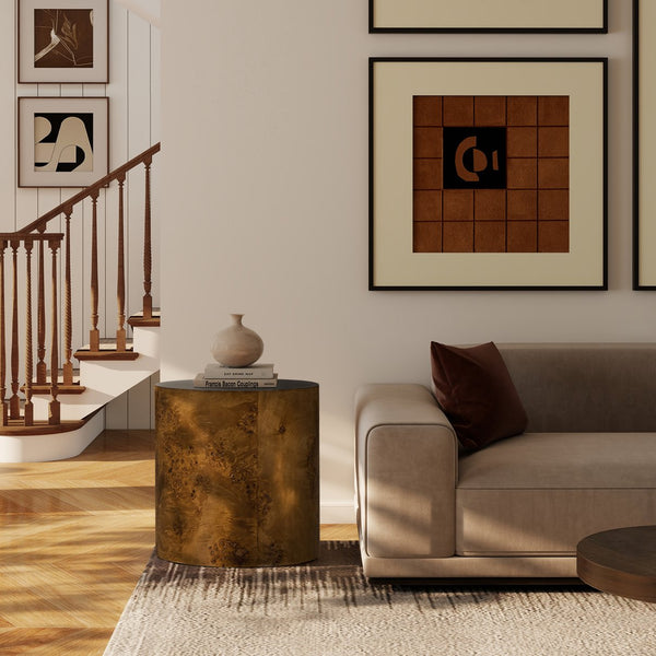 English Elm Jennifer Taylor Home - Nebula 20" Oval Accent Side Table - Medium Brown Walnut Burl Wood For Elegant Living Spaces B2719P292913