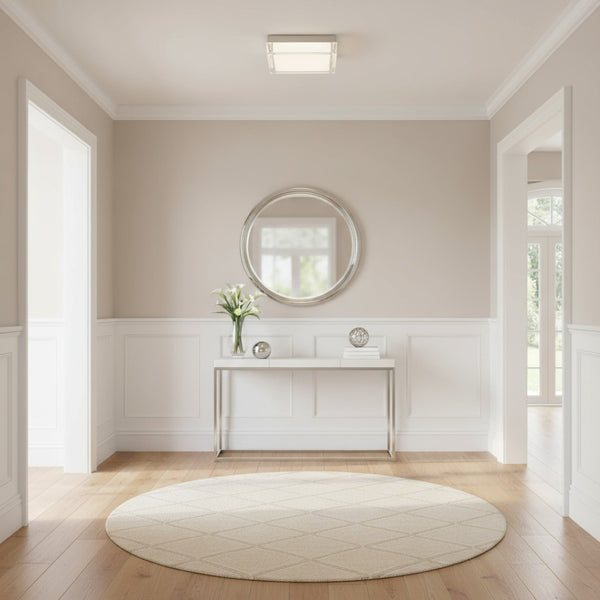 English Elm 8-inch Matte Flush Mount Led Ceiling Light with Frosted Diffuser for Modern Spaces Chrome B370P398963