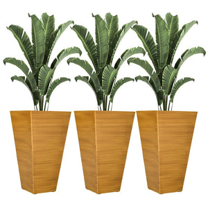 English Elm Outsunny 28" Tall Faux Wood Planters Set Of 3 - Stylish, Durable Flower Pots For Indoor & Outdoor Use W2225P174495-GIGA