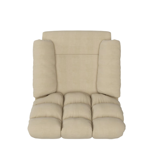 English Elm The Granada Recliner cozy microfiber recliner with ultra-padded arms, full chaise pad, stain-resistant comfort khaki B127P252334