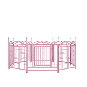 English Elm Dog Playpen 8 Panel Heavy Duty Iron Pet Enclosure Foldable Indoor Outdoor Exercise Pen Pink W368P233998