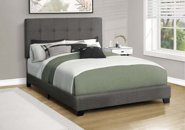 English Elm Bed, Full Size Upholstered Frame In Dark Grey Boucle - Stylish, Low-Profile Design For Modern Bedrooms B2710P287051