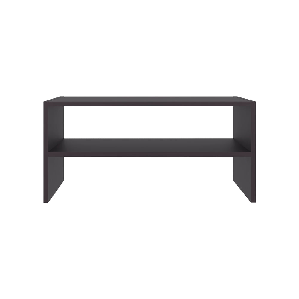 English Elm Shoe Organizer with Two Shelves, Compact Smoke Oak Engineered Wood Storage for Entryway & Home Decor Black 28.74 L x 15.35 W x 3.15 H B097P395906