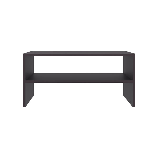 English Elm Shoe Organizer with Two Shelves, Compact Smoke Oak Engineered Wood Storage for Entryway & Home Decor Black 28.74 L x 15.35 W x 3.15 H B097P395906