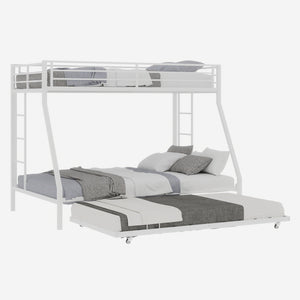 English Elm High Stability Square Tube Bunk Bed With Trundle & Ladder - Modern Design For Home & Dorms! W1935P360891
