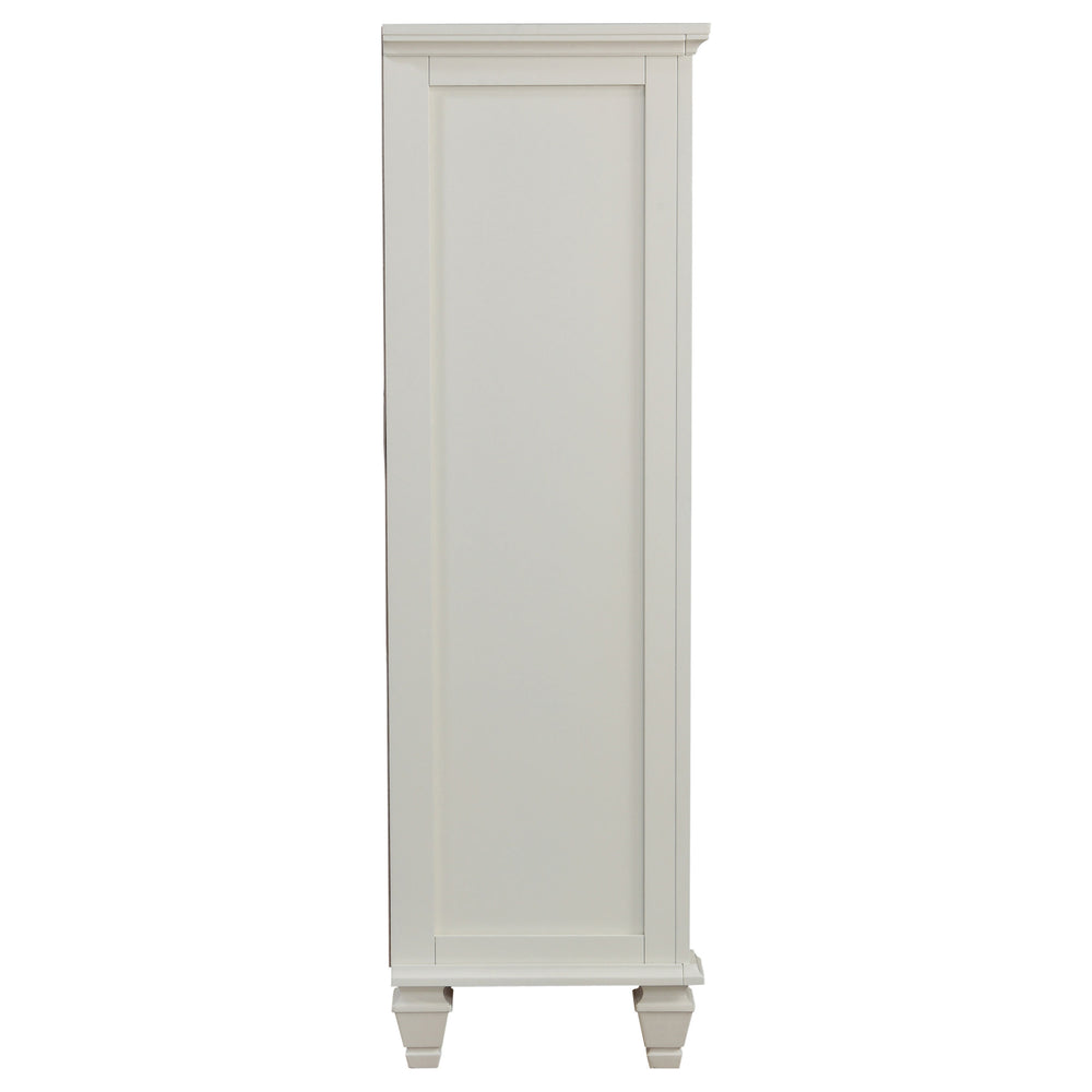 English Elm Vallauris Cream White 8-Drawer Chest with Cabinet & Felt-Lined Top Drawer, Coastal Hardwood Storage Elegance B062P340642