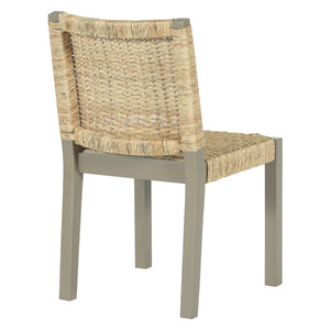 English Elm Farmhouse Solid Wood Dining Chairs Set of 2 with Rattan Backrest, Champagne Finish, Durable Craftsmanship Gold N842P271333E