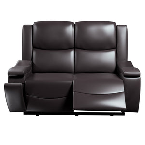 English Elm Recliner Plush 3-Seat Manual Sofa with Hidden Cup Holders, Headrest Support for Ultimate Comfort and Style Espresso 60 L x 31 W x 26 H B089P240486