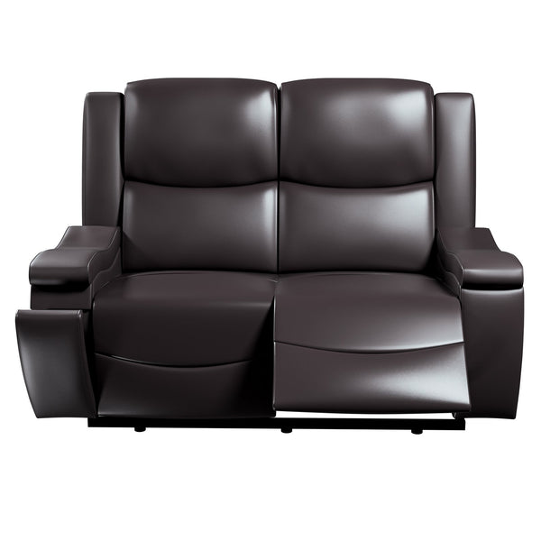 English Elm Recliner Plush 3-Seat Manual Sofa with Hidden Cup Holders, Headrest Support for Ultimate Comfort and Style Espresso 60 L x 31 W x 26 H B089P240486