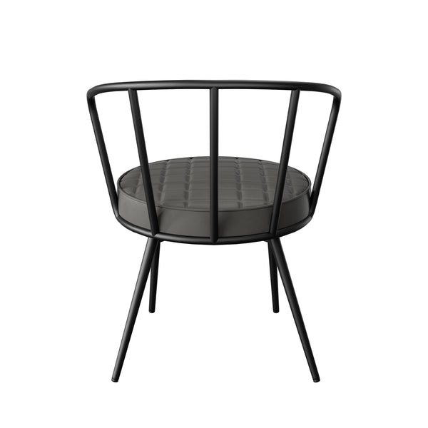 English Elm Dining Chairs Set Of 2 - Mid-Century Modern Armless Design, Water-Resistant Grey Upholstery, Ergonomic Comfort For Dining Room Or Café T3950P394505