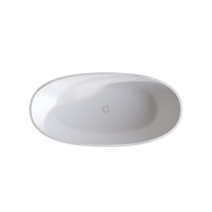 English Elm 66.9″solid Stone Resin Freestanding Bathtub Oval Matte White Soaking Tub Thermal Walls W2753P307870