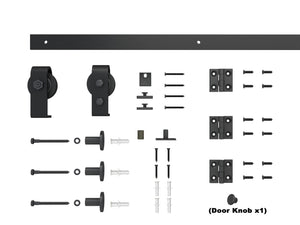 English Elm 24 in Primed Mdf Bi-fold Barn Door with Raised 6-panel Profile and Sliding Hardware Black B2763P491018