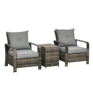 English Elm Patio 3 Piece Wicker Lounge Set with Lift Top Storage Table and Tufted Cushions T3971P386802