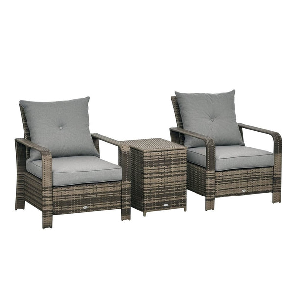 English Elm Patio 3 Piece Wicker Lounge Set with Lift Top Storage Table and Tufted Cushions T3971P386802