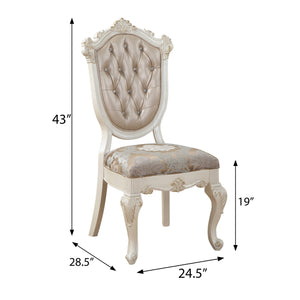 English Elm Rose Rose Gold Tufted Back Side Chairs Set of 2 – Pearl White & Brocade Seats, Floral Motif, Queen Anne Legs B062P186474