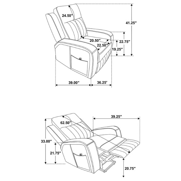 English Elm Mckinley Power Lift Recliner in Grey Leatherette with Plush Foam and Track Arms B062P468099