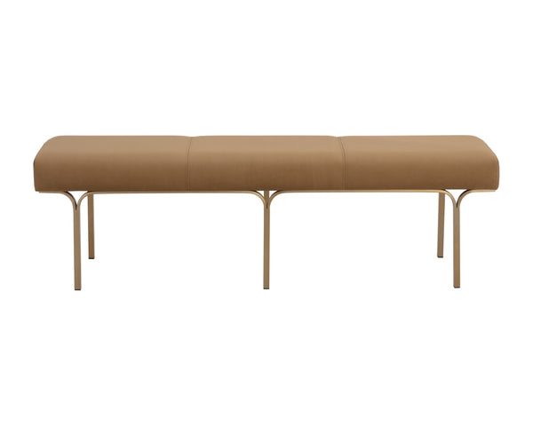 Sunpan NUVELLA Bench – Modern Minimalist Design in Kona Camel Upholstery for Versatile Home Decor Solutions 112296
