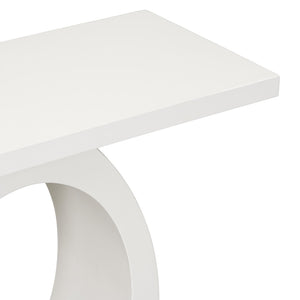 English Elm Mirod Sculptural Console Table Acacia Veneer Gloss Top Egg Base Entryway Accent Beige N760P214780W