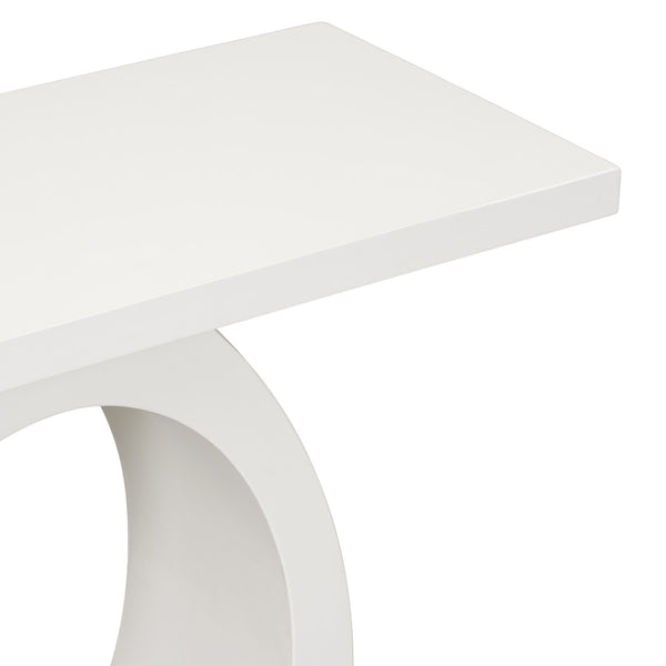 English Elm Mirod Sculptural Console Table Acacia Veneer Gloss Top Egg Base Entryway Accent Beige N760P214780W