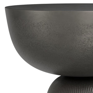 English Elm Hughes Cast Aluminum Side Table - Hand-Finished Black Nickel Tulip Design, Versatile 23.6" Height B136P239034
