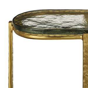 Acea Gold Side Table - Handcrafted Cast Aluminum and Glass Accent for Modern Home Elegance
