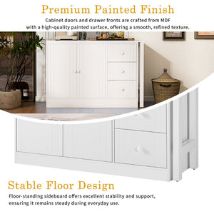 English Elm U_style Extendable Wooden Sideboard with 3 Drawers and 2 Doors for Entryway Living Room N711P334768K