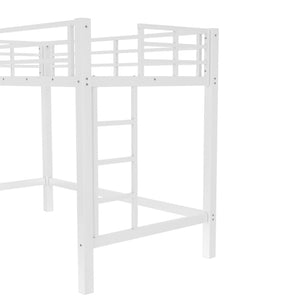 English Elm Twin Xl White Iron Loft Bed with Guardrails and Ladder for Dorm or Teen Room W1580P435706