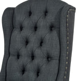 OSP Home Furnishings Jessica Tufted Wing Dining Chair Charcoal