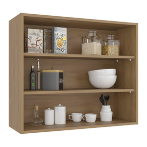 English Elm Wall Mounted Open Shelf Cabinet Three Tiers Modern Kitchen Storage Organizer Beige B092P474488