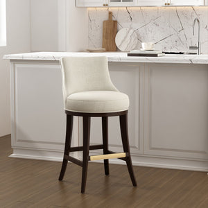 English Elm Lucia Natural Chenille Barstool With Beech Wood Legs - Stylish Comfort & Durability For Any Space B365P398036