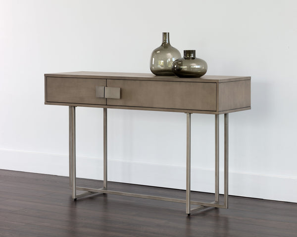 Sunpan Jade Console Table - Unique Acacia Wood Design with Elegant Drawers for Stylish Home Décor Spaces Antique Silver / Ash Grey
