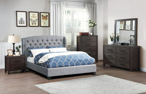 English Elm Modern Wingback Platform Bed Tufted Upholstered Headboard Charcoal Eastern King Frame B011P421731