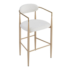 English Elm Christopher Knight Home® - Barstools Set Of 2 - Chic Beige Upholstered Bar Stools With Back, Natural Wood & Iron Legs, 260Lbs Capacity N779P248198N