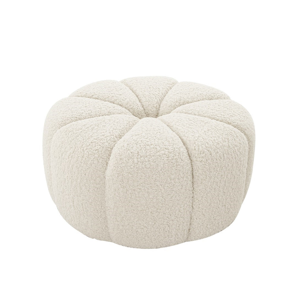 Pasargad Pasrgad Home Pompeii Vintage Inspired Cream Boucle Ottoman For Stylish Seating & Relaxation Cream Boucle Pzw-20095