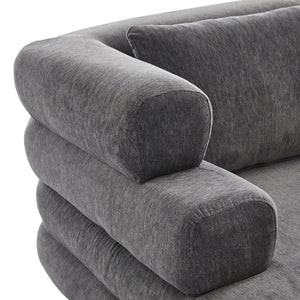 English Elm Oversized Chenille Chaise Lounge Deep Seat Sculptural Armrests Modern Living Room Retreat Grey N763P326441E