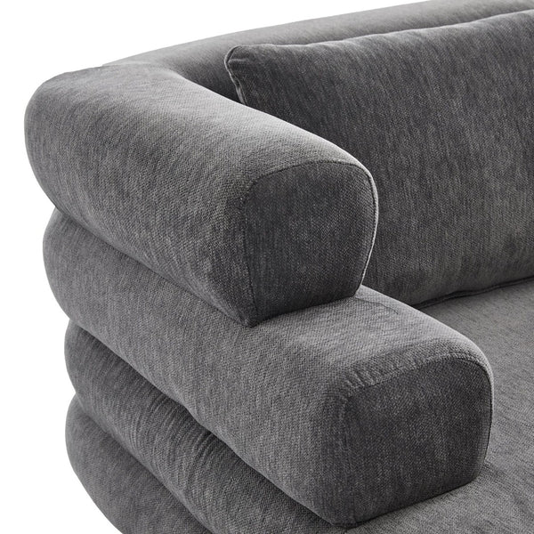 English Elm Oversized Chenille Chaise Lounge Deep Seat Sculptural Armrests Modern Living Room Retreat Grey N763P326441E
