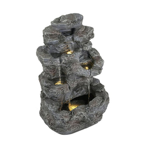 English Elm Christopher Knight Home® - 5-Tiered Concrete Fountain Slim Column with LED Lighting, Weather-Resistant Modern Garden Accent, Space-Saving 디자인 N765P324556G