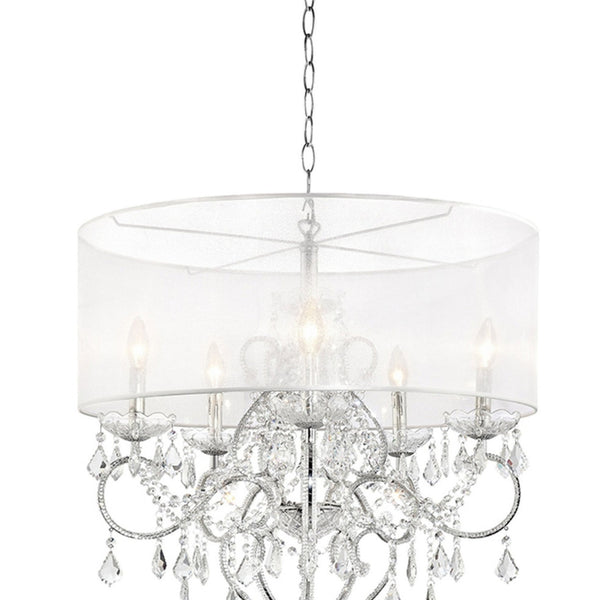 English Elm 31.5" Elegant Evangelia Ceiling Lamp – Silver Polished Chrome, Crystal Accents, LED/CFL Ready B072116233