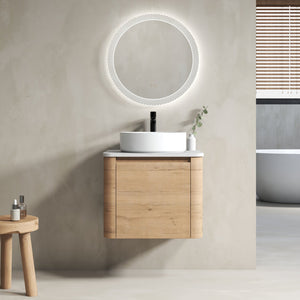 English Elm 24'' Wall-Mounted Bathroom Vanity With Stylish Ceramic Vessel Sink & Soft-Close Door For Small Spaces W999S00392