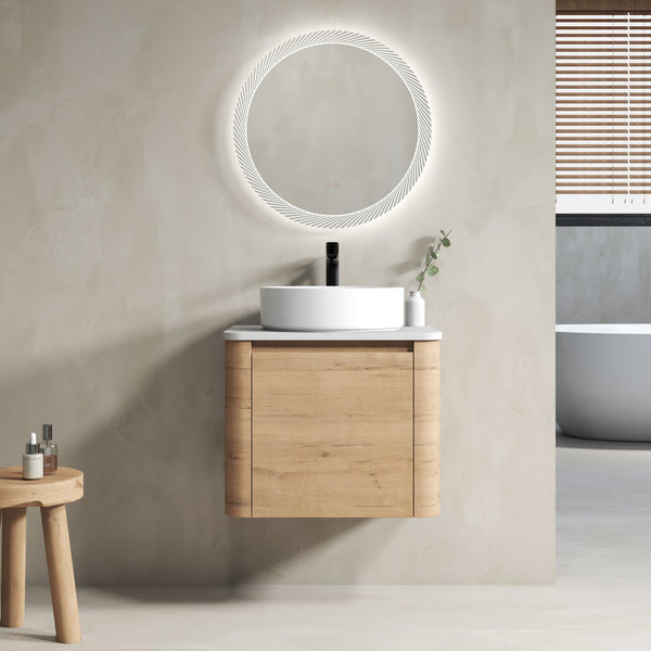 English Elm 24'' Wall-Mounted Bathroom Vanity With Stylish Ceramic Vessel Sink & Soft-Close Door For Small Spaces W999S00392