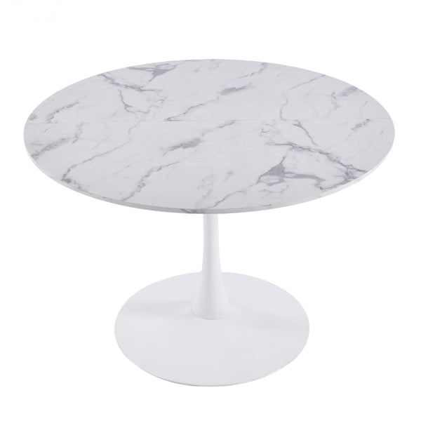 English Elm 1+4 Five Piece Counter Height Pub Set Round Marble Mdf Top Metal Base Kitchen W234S00140