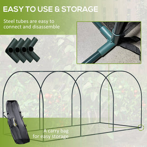 English Elm Outsunny Tunnel Crop Cage Hdpe Mesh Garden Shield with Three Zippered Doors W2225P174509