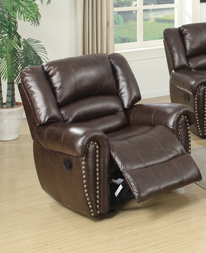 English Elm Modern Oversized Manual Recliner Chair Glider in Bonded Leather with Nailhead Trim and Plush Support Dark Brown 41 L x 31 W x 26 H B011P205583